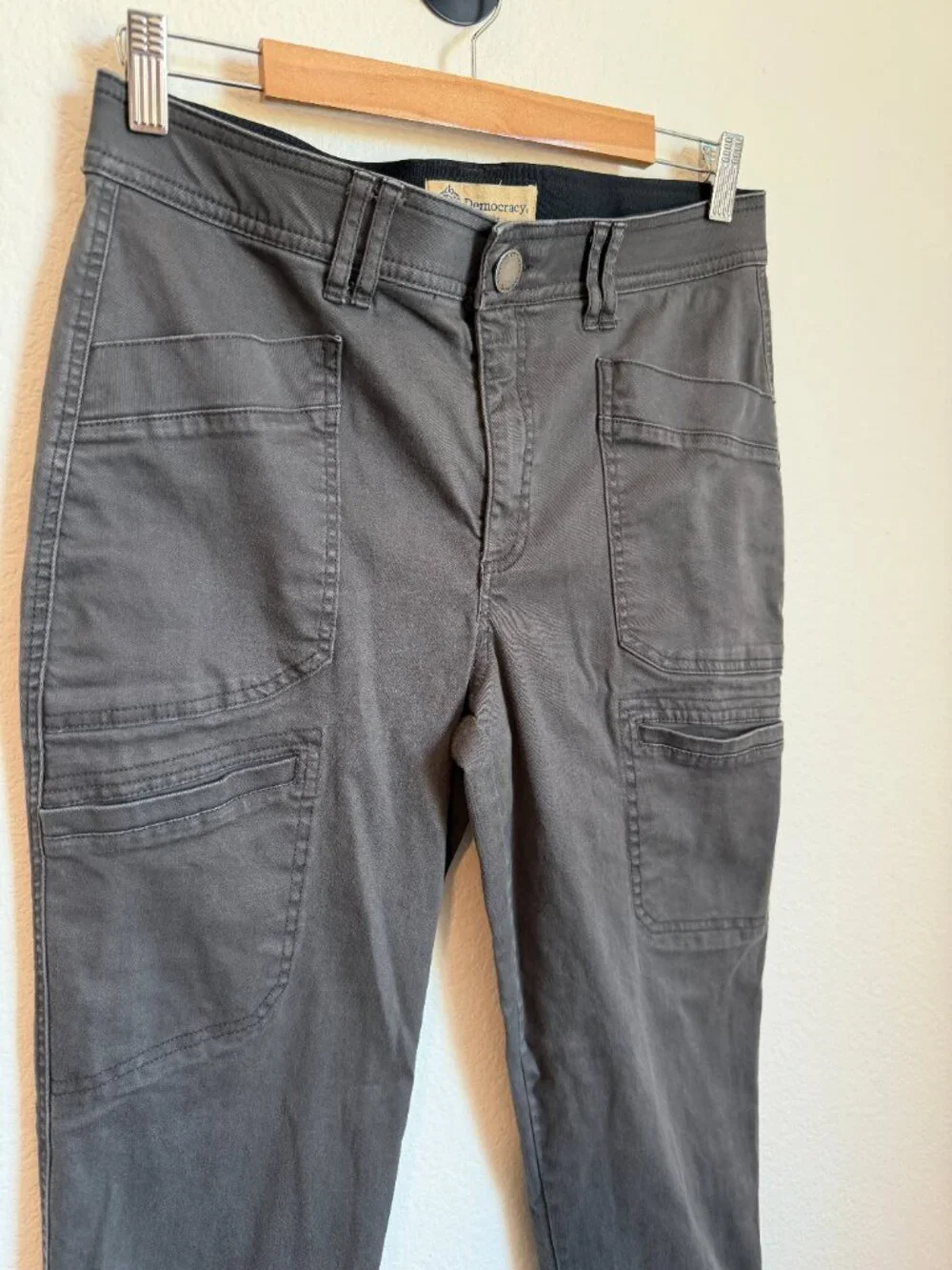 Democracy Ab Solution Gray Utility Cargo Roll Tab Pants Size 12